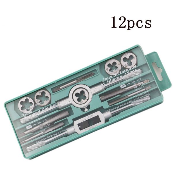 

12pcs screw tap threading die hardware tools hand wire tapping wrench drift holders metric attack group.
