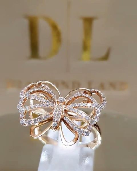

european and american new zircon hollow butterfly ring for women dl ring, Silver