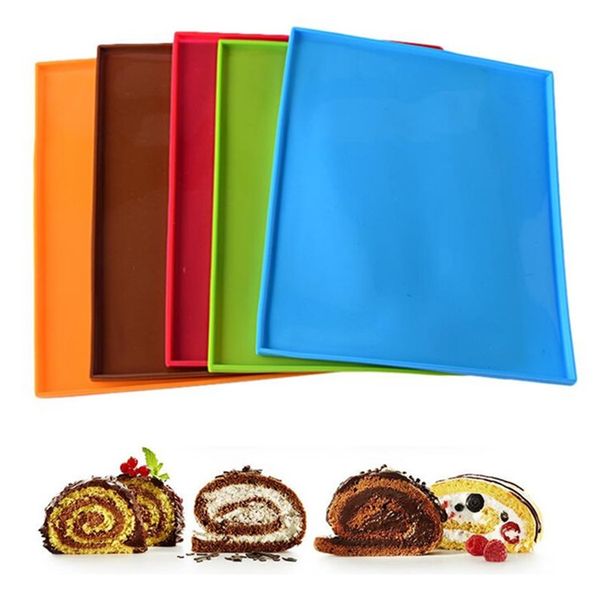 Não-stick silicone assadeira multi função suíço rolo massa pad anti skid retângulo acessórios de cozinha saudável placemat