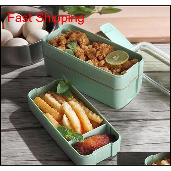 

wheat straw lunch box healthy material lunch box 3 layer 900ml wheat straw bento boxes microwave dinnerware f qylwao tore2010