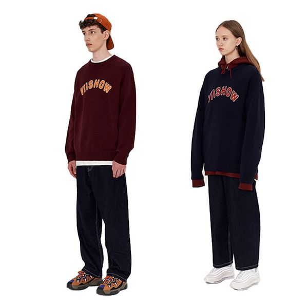 

2020 new autumn comfortable sports knit sweater mens round neck letter printing sweater couple casual fashion bottoming shirt, White;black