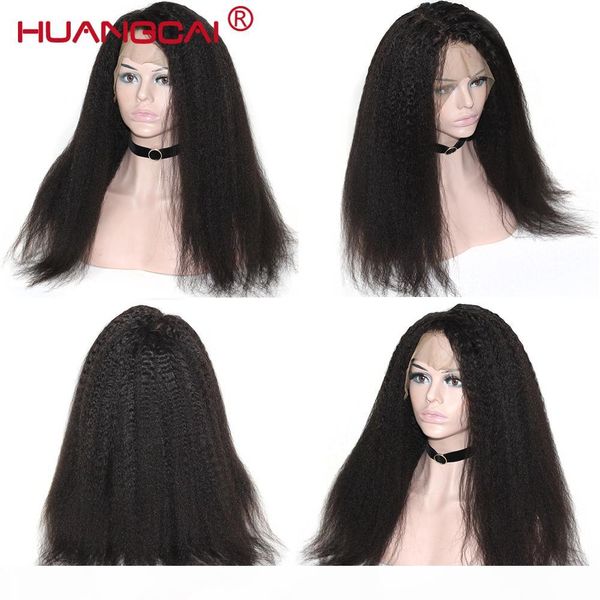 

italian yaki 360 lace frontal wig kinky straight brazilian lace front human hair wigs pre plucked remy human hair wigs, Black
