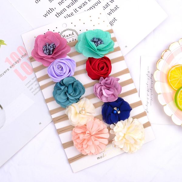 

1 set multiple style baby headbands cotton nylon bowknot flower cloth elastic hair band headwear hair accessories q wmtmmy