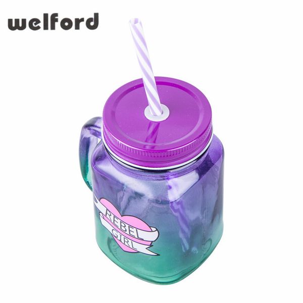 

new design 500ml heat resistant glass tea milk fuirt juice coffee cups mug with lid and straw for office outdoor fashion drinking