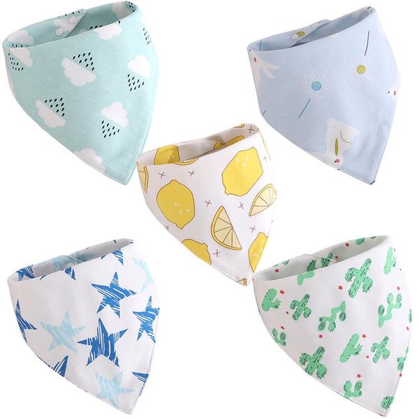 

hair accessories amyababy 5pcs/lot baby slabbers cotton bibs burp cloths baberos born bandana boy girl feeding bib, Slivery;white
