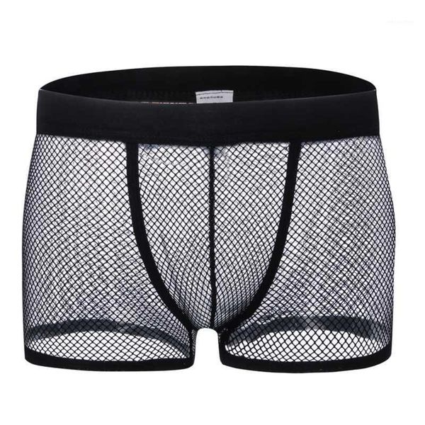 

men's underwear man boxer ice silk breathable ventilate sports sheer slim fit gym training shorts summer1, White;black