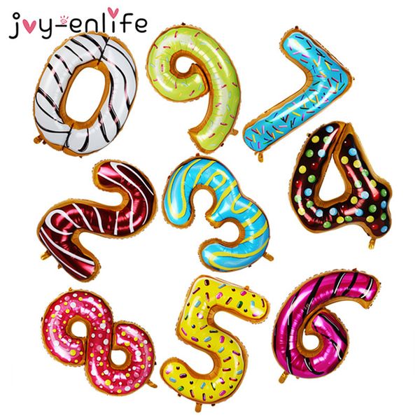 

1pcs 42inch donuts number balloons baby shower kids birthday aluminum foil balloon donut party decoration supplies