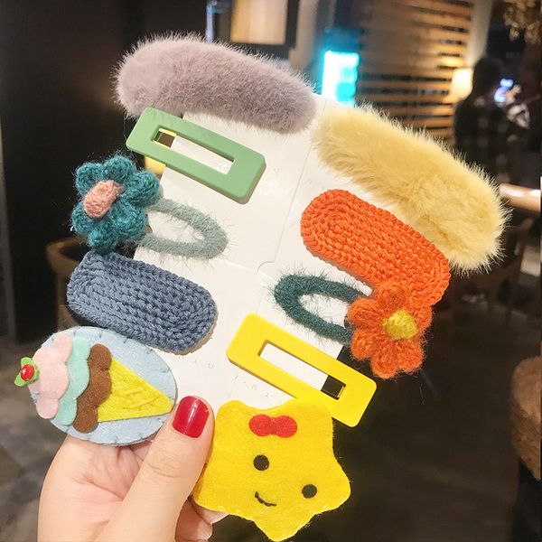 

autumn and winter online influencer plush hairy hair clips xuan ya girl side clip headdress national small clip female hairpin clip fashion, Golden;white