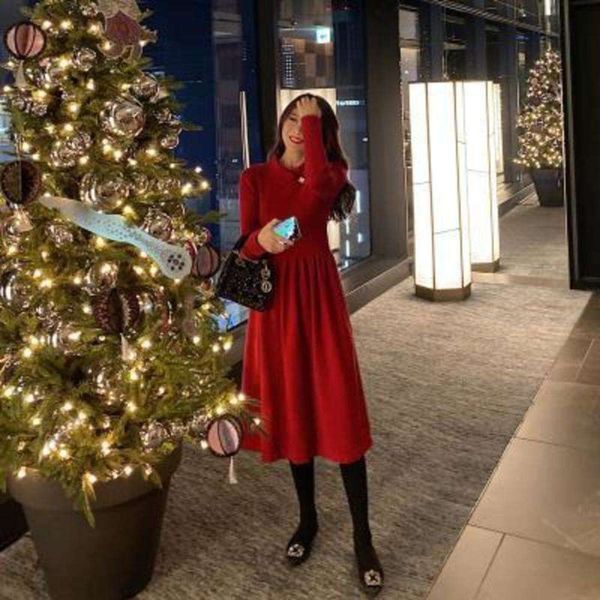 

net red 2020 knitted skirt materni drs large sweater, White