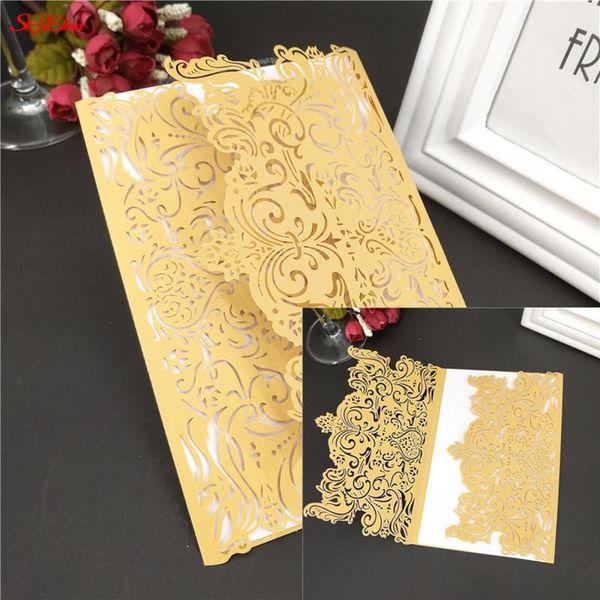 

2020 10pcs wedding invitations square laser cut lace flower invitations cards for birthday party wedding decorations 7zsh073