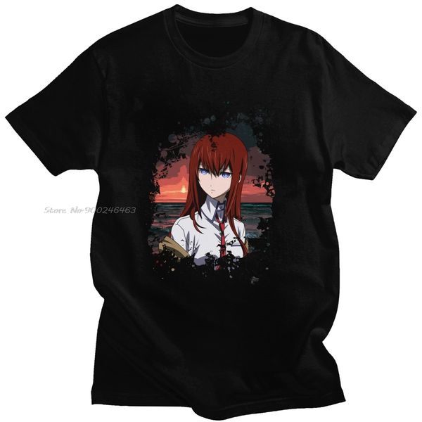 

sport kawaii kurisu makise t shirt men pure cotton manga t-shirt round neck short sleeve anime steins gate tee fitted clothing