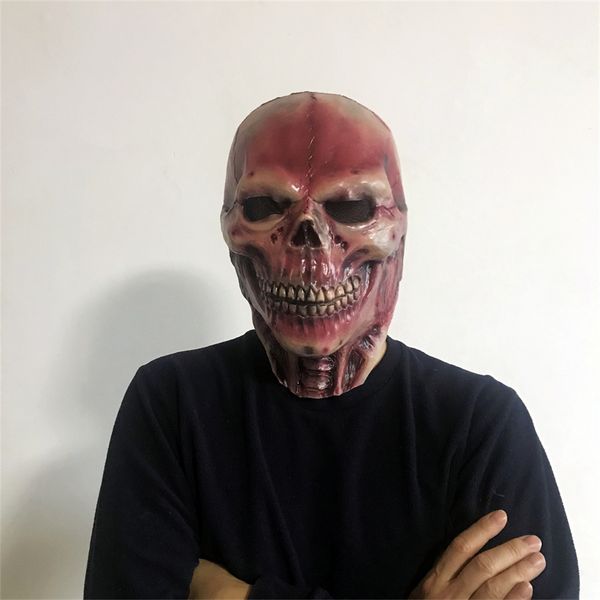 

costume accessories skeleton warrior mask halloween red skull latex headgear horror haunted house cosplay spoof props, Silver