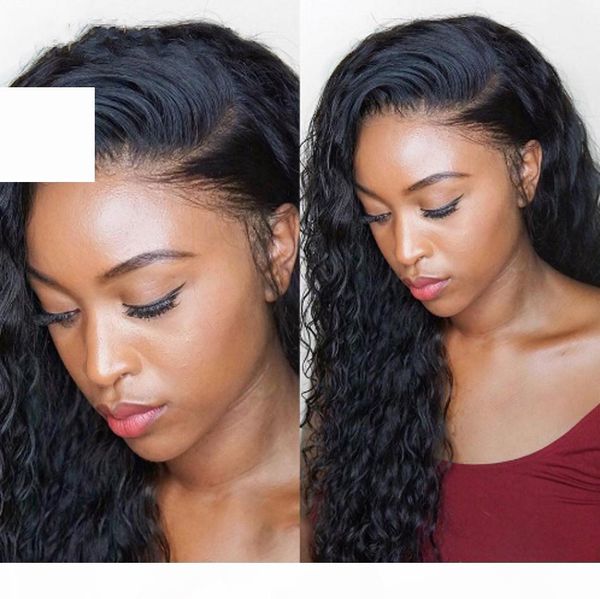 

brazilian human hair full lace wigs for women water wave glueless lace front wig with baby hair, Black;brown