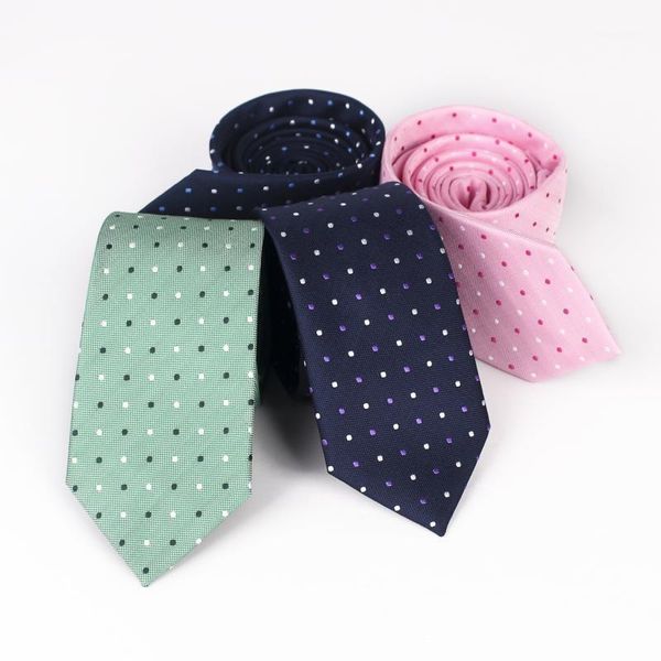 Boyun bağları sitonjwly 6.5cm Polka Dotlar Erkekler için Kravatlar Jacquard Jacquard Dokuma İnce Kravat Düğün Erkekler Özel Logo1