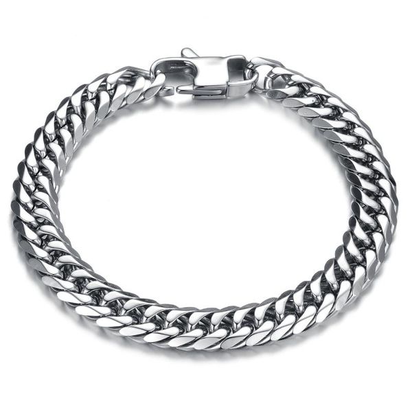 

fashion titanium steel bracelet square wristband hand chain bangle for man boy jewelry, Black