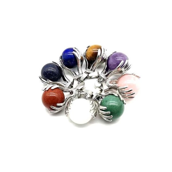 

natural gem stone buddha hand charms beads necklaces & pendant ball lapis lazuli crystal quartz women men yoga gothic qylqem, Black