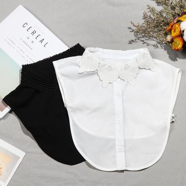 

vintage fake collar shirt detachable collars solid shirt lapel blouse men women black white shirt clothes acc jllzsa, Blue;red