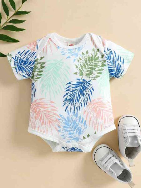 

baby allover tropical print bodysuit she, Blue