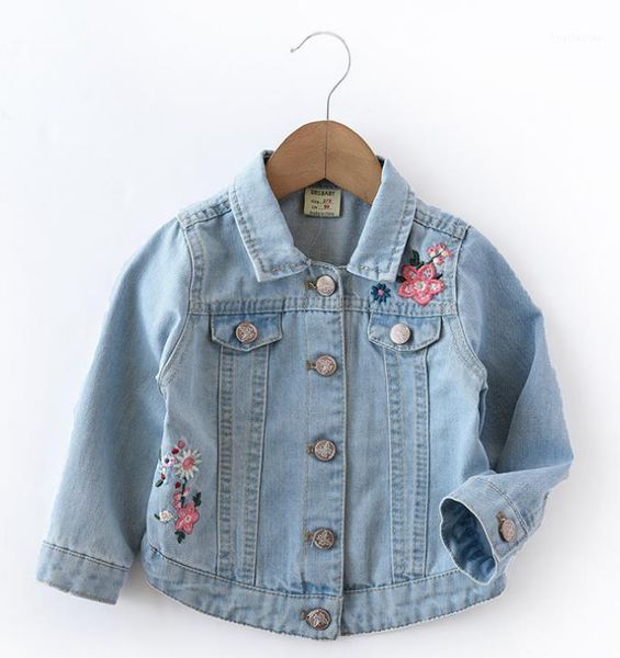 

girls embroider floral denim jackets1, Blue;gray