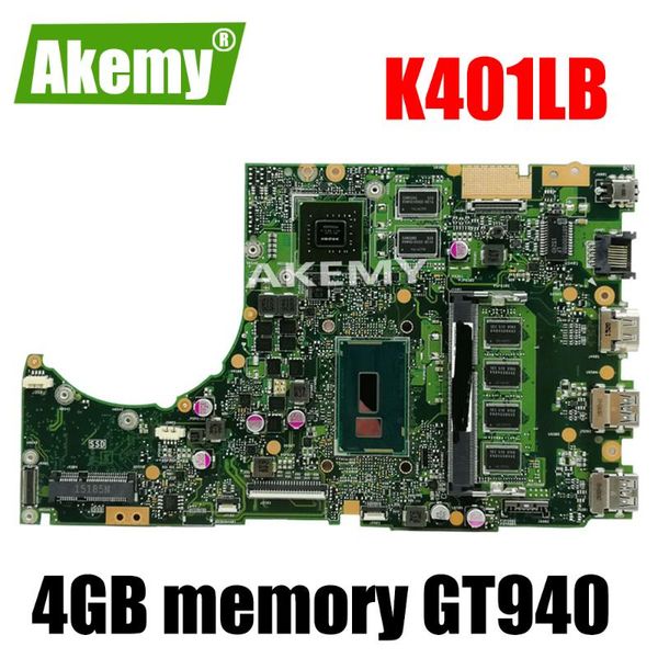 

for asus k401l k401lb k401ln k401lx lapmotherboard rev2.0 ddr3 gt940 with processor 4gb memory on board mainboard tested ok