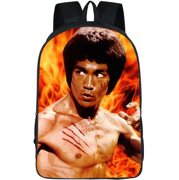 

bruce lee backpack kung fu king daypack pop star p schoolbag print rucksack sport school bag outdoor day pack