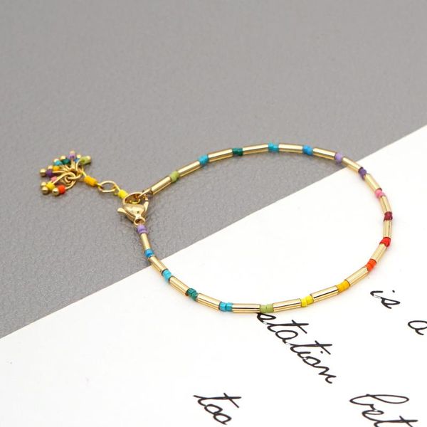 

go2boho charm bracelet for girl jewellery fashion colorful simple tiny bracelets japan miyuki tube bead jewelry bohemian armband, Golden;silver
