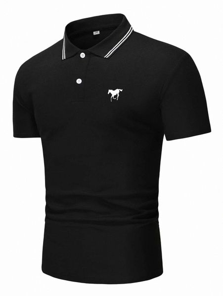 

men animal print polo shirt p1mj#, White;black