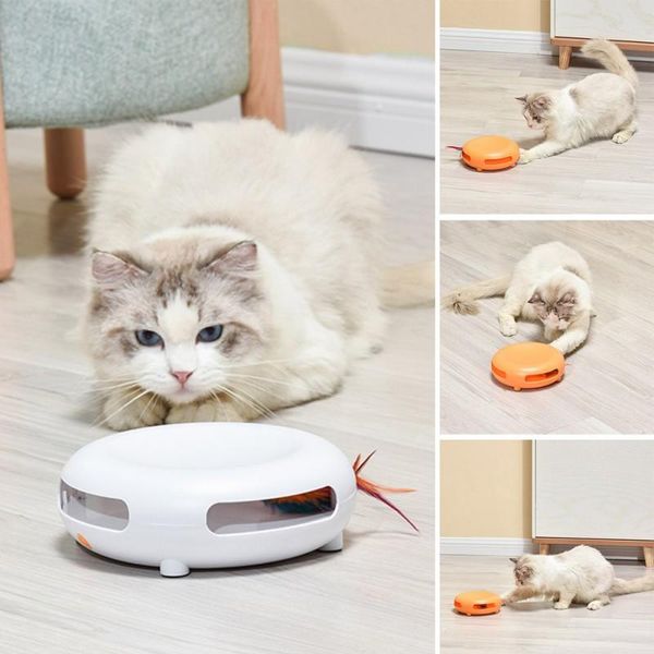 

cat toys pet funny vocalized electric feather turntable snack utensils relief white
