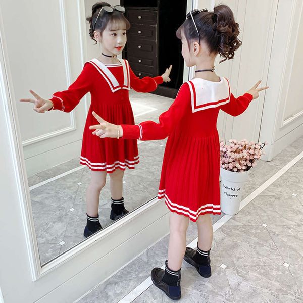 

knitted girls' autumn 2020 new college sle woolen drs 0mod, Red;yellow