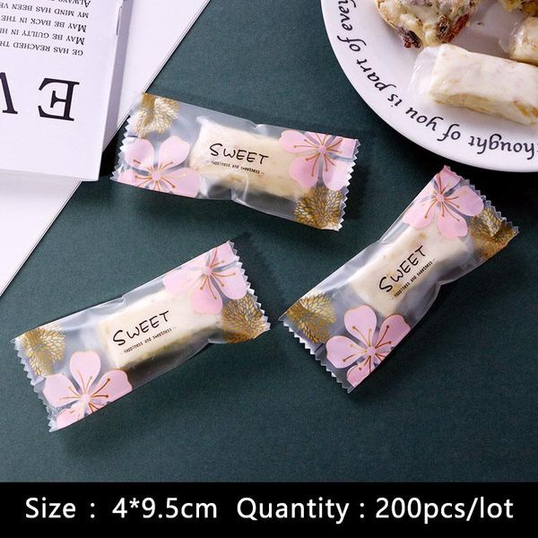 

gift wrap 200pcs/lot candy packing bag handmade chinese style frosted sweet cherry blossoms soft nougat sugar wrapper party supplies pack