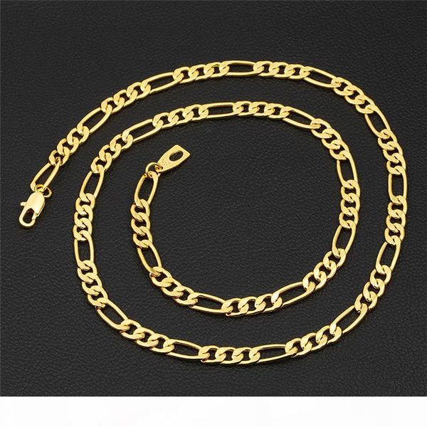 

figaro men chain necklace 5mm 18inch-32inch real 18k yellow gold plated 3:1 figaro chain necklace for men, Silver