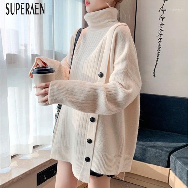 

superaen turtleneck pullovers sweater women korean style 2020 new autumn and winter ladies sweaters solid color wild female1, White;black