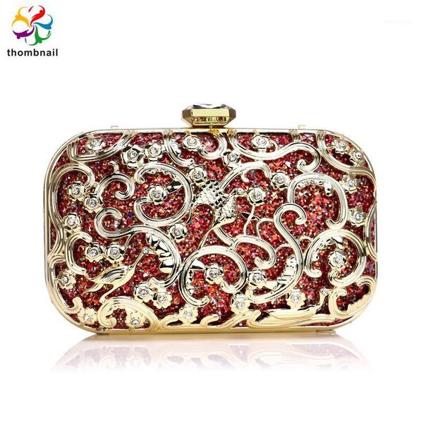 

red women's luxury crystal bag long evening bag party cocktail party1