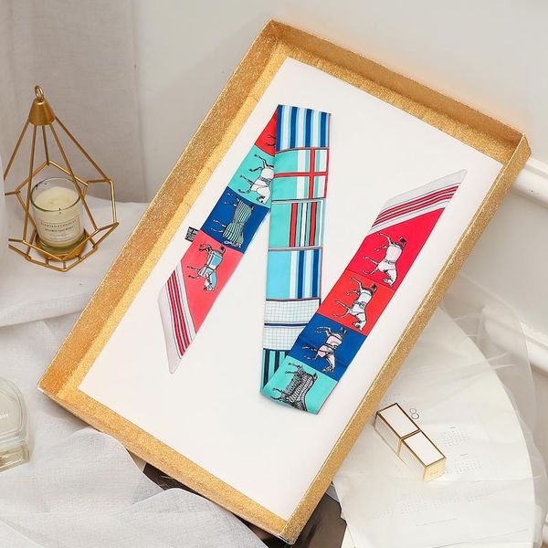 

long lady bag шелковый шарф тощий шеи волос шарфы для женщин ленточные деревообрабатывающий сумки tie ленты 2020 новая ручка обертывания лет, Blue;gray