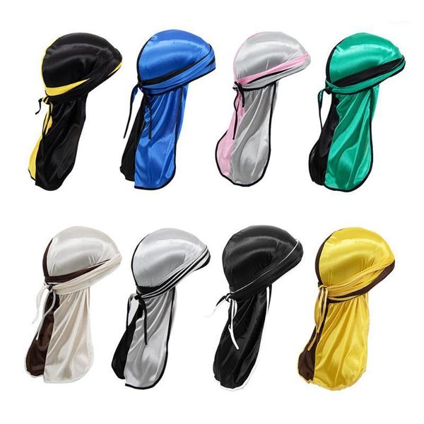 Renk Eşleştirme Uzun Kuyruk Örgü Açık Korsan Şapka Avrupa ve Amerikan Hip Hop İki Ipek Eşarp Bun Du Rag Bisiklet Kapaklar Maskeleri