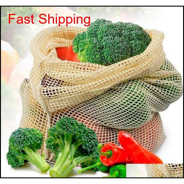 

reusable organic cotton mesh produce bags washable bags for grocery shopping storage fruit vegetable toys sundries o qyllyj bdetoys