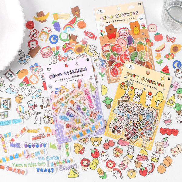 

100 pcs/lot kawaii cartoon stationery stickers japanese paper decorative collage scrapbooking diary album back to school planner