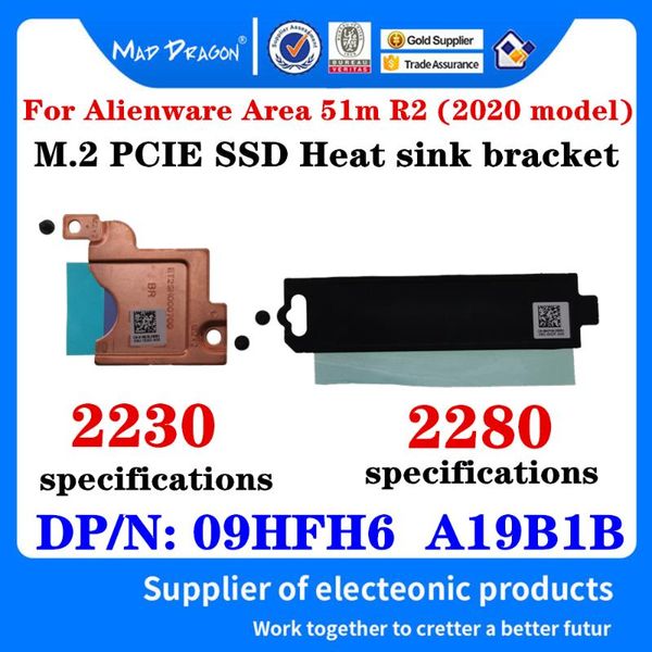 

new original a19b1b 2230 m.2 pci-e ssd support bracket adapter for alienware area 51m r2 lap2280 m2 ssd heatsink 09hfh6