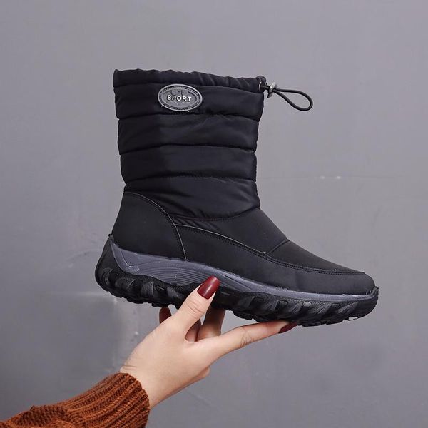 

boots gnome winter snow female large size plus velvet cotton shoes woman light warm high women waterproof 36-41, Black