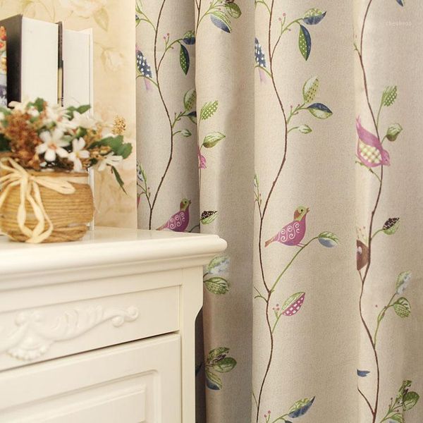 

bird and leaves blackout curtain for living room finished window curtain with punching holes1