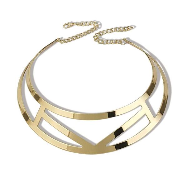 

manilai trendy arc hollow metal big torque neck bib choker necklaces women jewelry collar maxi statement necklace 2020 new, Golden;silver