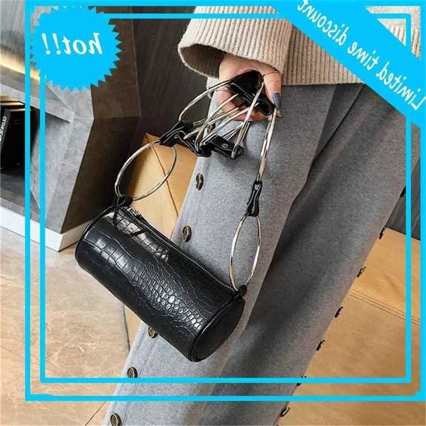 

finger crocodile cylinder women shoulder bags fashion ring chain female crossbody bag designer luxury pu leather small wallets