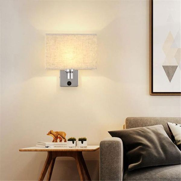 

indoor bedside oval lampshade wall lamp light, vintage industrial wall sconce with rectangle fabric shade for reading bedroom1