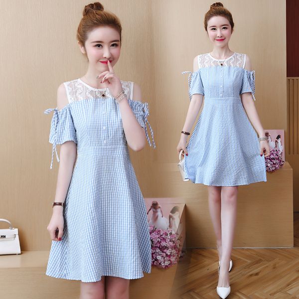 

of the Large-income Women Plus Size Dressed Casual Skinny Summer Loosed Blue Plaid Jackets Shredded Clothes Pmyo, Black;gray