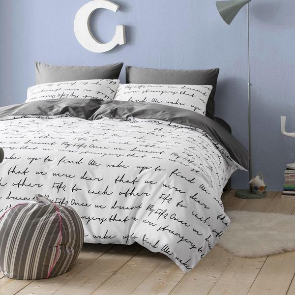 

bedding sets 20spain set europe  double king single duvet cover bed linen white black gray bedclothes letter