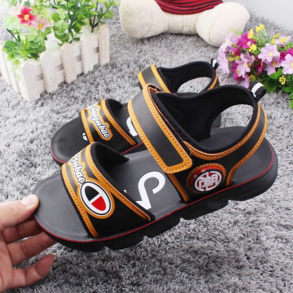 

china boys' sandals summer 2020 new universi korean children's soft bottom anti slip student baby fashion, Black;red