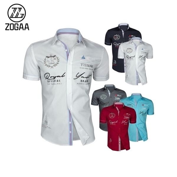 

zogaa men's fashion letter printed casual short sleeve shirts 220224, White;black