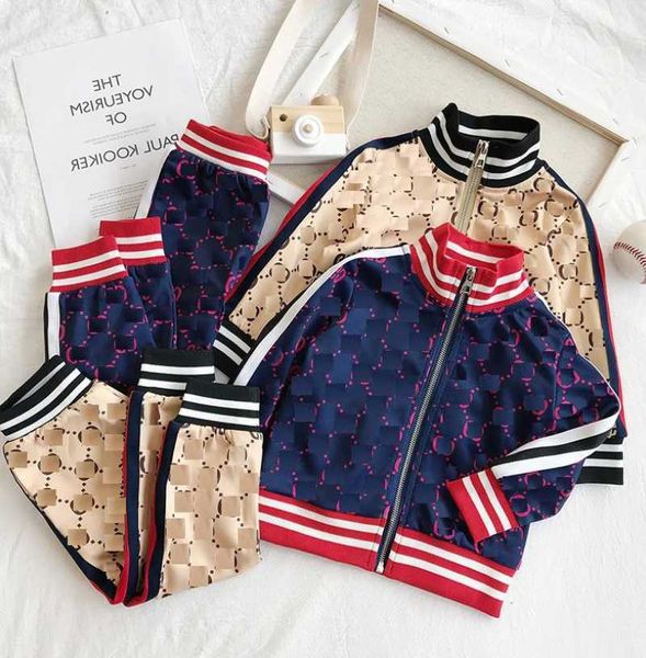 

spring autumn children fashion clothes baby boys girls letter patchwork t shirt pants 2pcs/sets kids toddler tracksuit, White