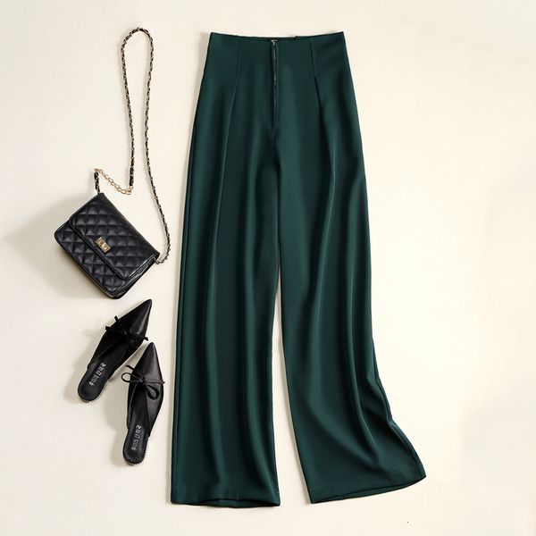 

2021 wide leg women's spring summer new korean elegant ladies suit pants solid female casual high waist long trousers y101 ly0k, Black