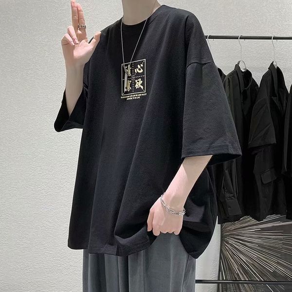 

short sleeve printed t-shirt for men's fashion in summer, White;black